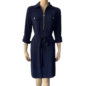 Anne Klein Mini Black Dress Half-Zip Collar